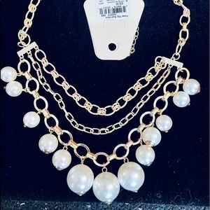 Crown & Ivy Gold Toned 3 Chained Statement Necklace NWT